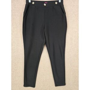 Maze Collection Womens Petite Medium Black Gold Button Pull On Dress Pants PM